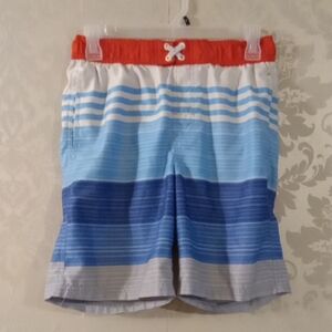 Revolution Red and Blue Swim Trunks with Striped Design